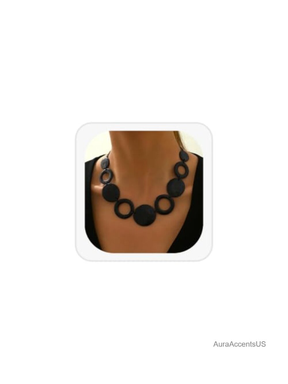 Chunky Hammered Gold Statement Necklace Geometric Circle Choker